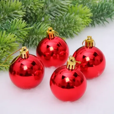 Новогодние шары 5 см (набор 4 шт) «Глянец», красный