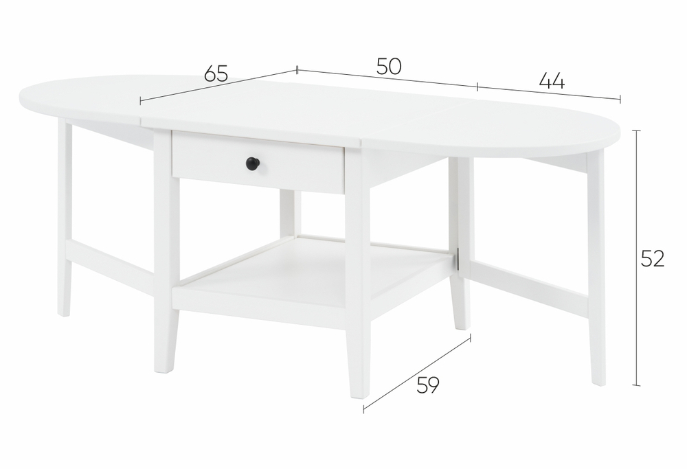 Журнальный стол с ящиком ВУХТЫМ (АРКЕЛЬСТОРП), 140х65х52 см, белый