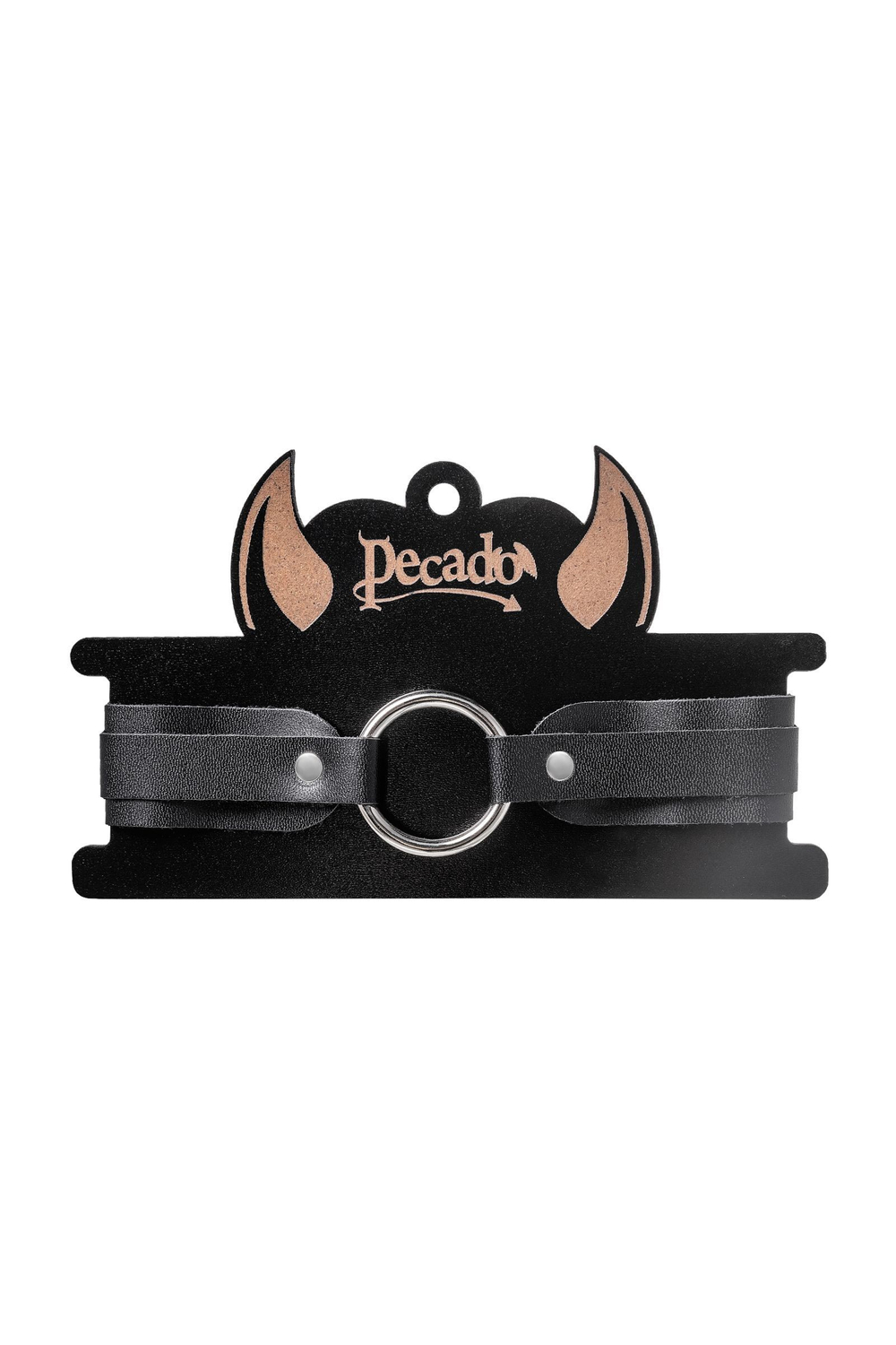 Черный кожаный чокер-ошейник со скруглёнными углами (Цвет: черный)