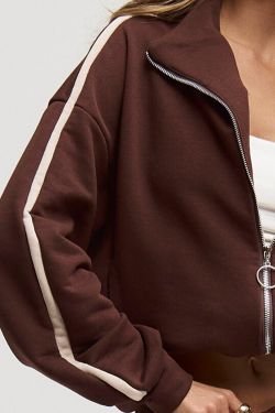 Олимпийка на молнии с лампасами шоколадного цвета
