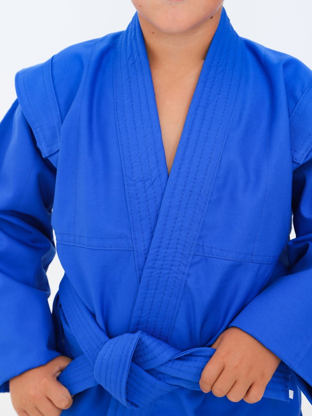 Куртка для САМБО с поясом, плотностью 580 г/м² с подкладкой синяя