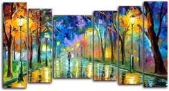 Модульная картина "Одинокая прогулка в парке"