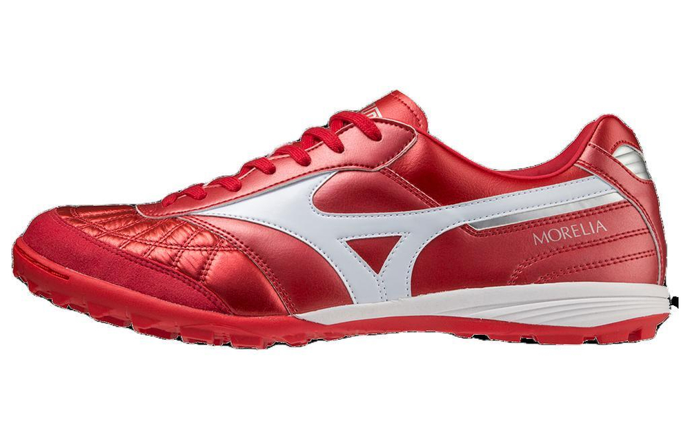 Mizuno Morelia M8 round head lace-up TF (gum broken nails) hard grass artificial grass kangaroo leather shock absorption non-slip wear-resistant football shoes men's red and white