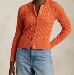 Кардиган из хлопка с круглым вырезом, вязаный косами Polo Ralph Lauren