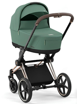 Коляска 3 в 1 Cybex Priam IV Rosegold complete и автокресло Aton B2 i-Size Dynamic Red Leaf Green