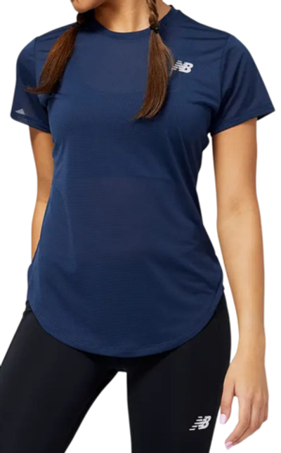 Женская футболка теннисная New Balance Accelerate Short Sleeve Top - natural indigo