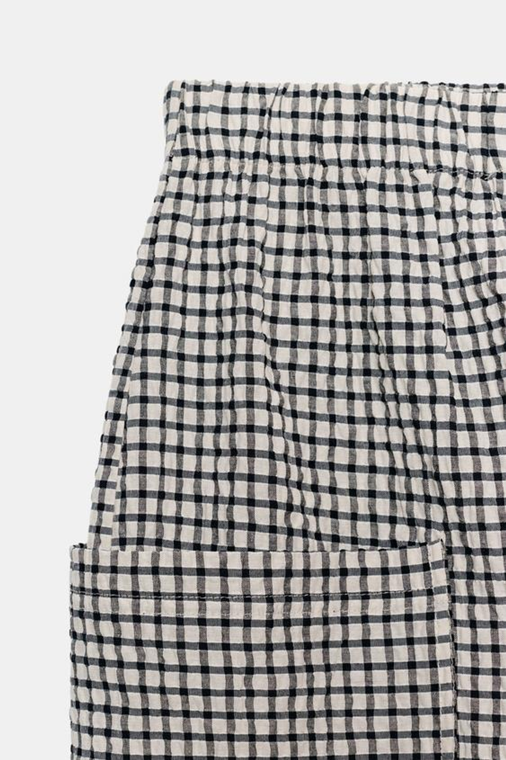 ZARA БРЮКИ В КЛЕТКУ С ЭЛАСТИЧНЫМ ПОЯСОМ, БЕЛЫЙ/ЧЕРНЫЙ