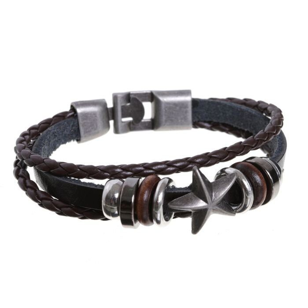 Браслет мужской "Стиль" , звезда, цвет коричневый   1713452