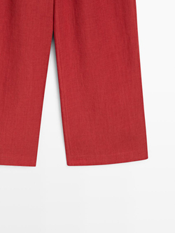 Massimo Dutti Свободные льняные брюки, красный