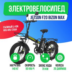 Электровелосипед Jetson F20 BIZON MAX (48V/25Ah) - Чёрный фото №2