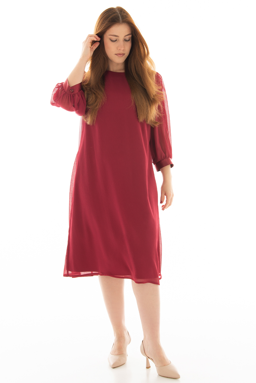 Платье женское 3452зпб, бордовый #295Бор053452зпб