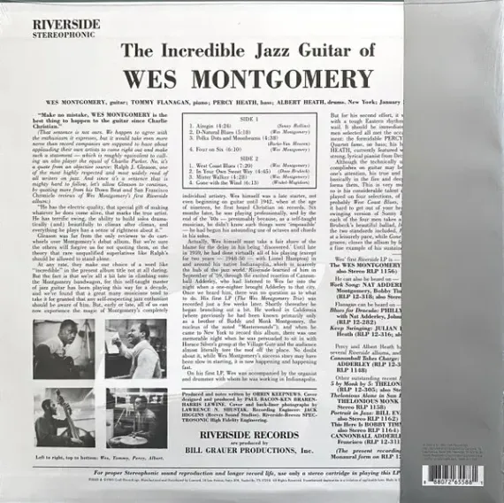 Wes Montgomery – The Incredible Jazz Guitar Of Wes Montgomery LP