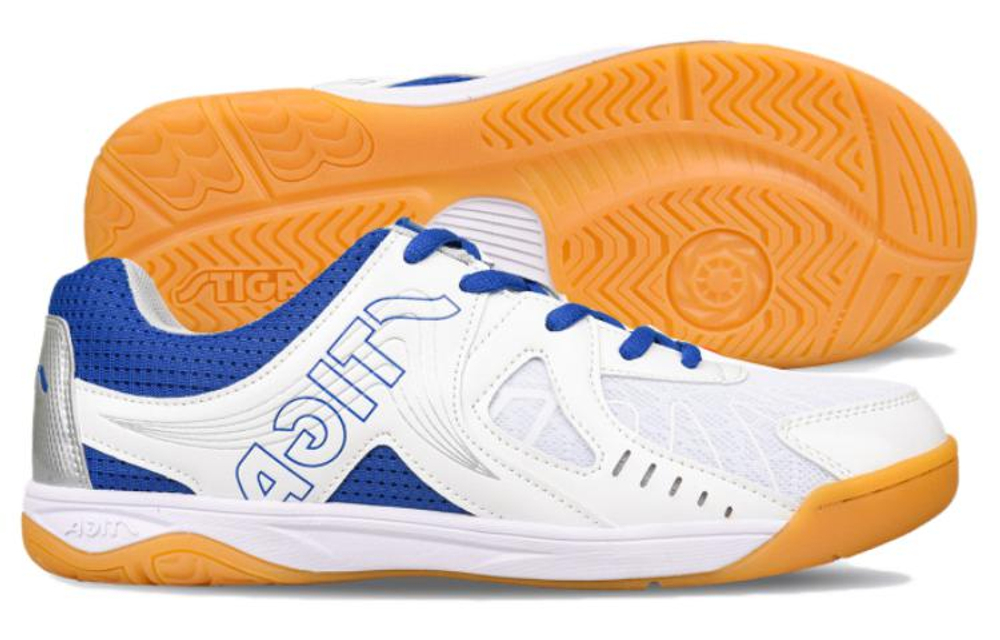 Stiga Slip Resistant Abrasion Resistant Low top Training Shoes Unisex White Blue Silver