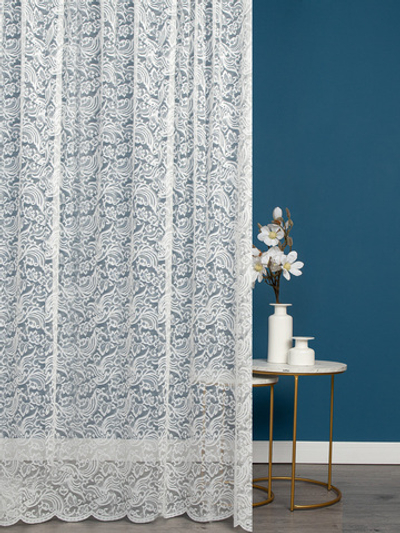 Тюль жаккард, пр-во Турция, ш. 290 см, молочный