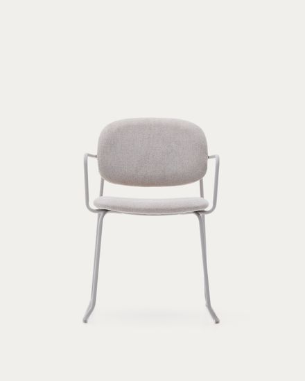 Стул Meli из бежевого шенилла с бежевой металлической структурой Испания la Forma