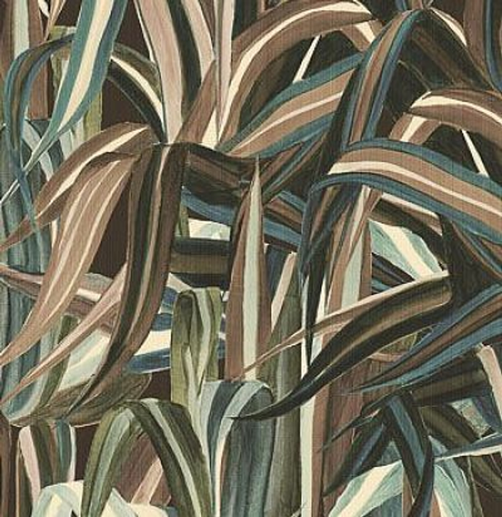 Обои джутовые с листьями 72011