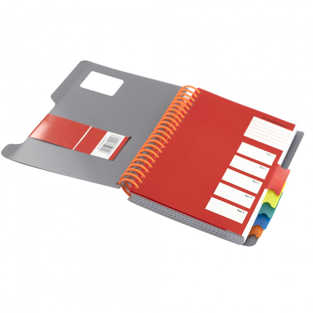 Тетрадь 200л., А5, клетка, Alingar, цветная спираль, пластиковая обложка с информ. окном, цветные пластиковые разделители, ассорти 4 цвета