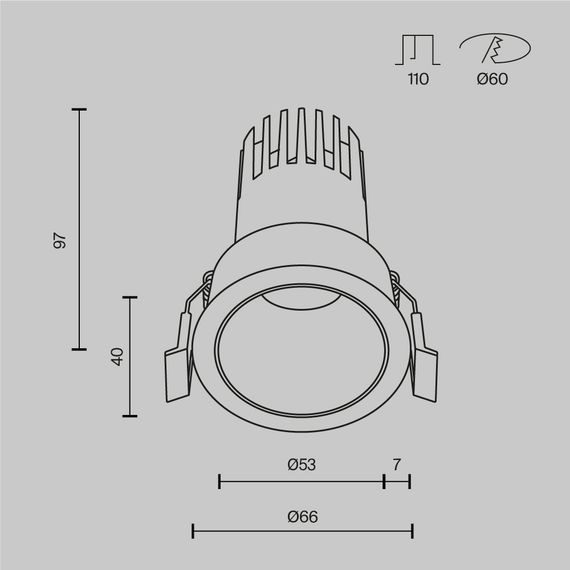 Встраиваемый светильник Maytoni Technical DL116-10W-3K-B