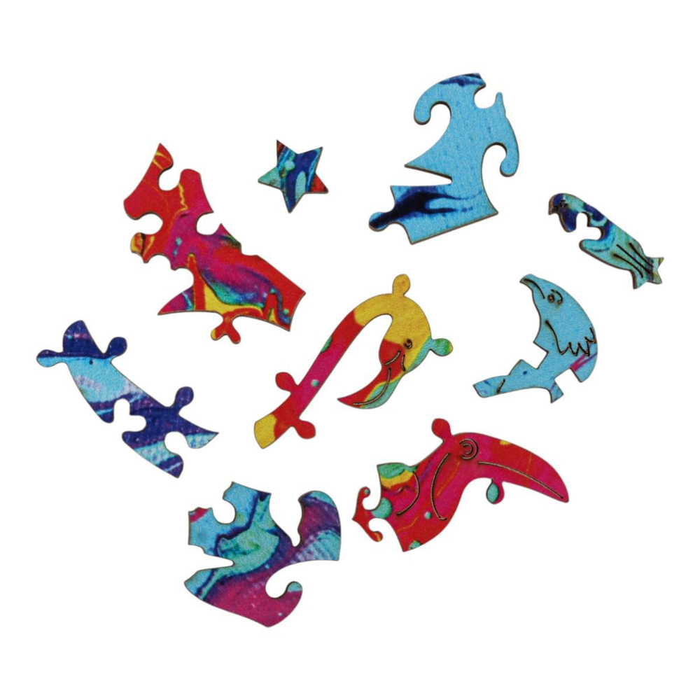 Пазл деревянный фигурный 214 дет. "Краски мира", крафт-коробка (Puzzle Time)