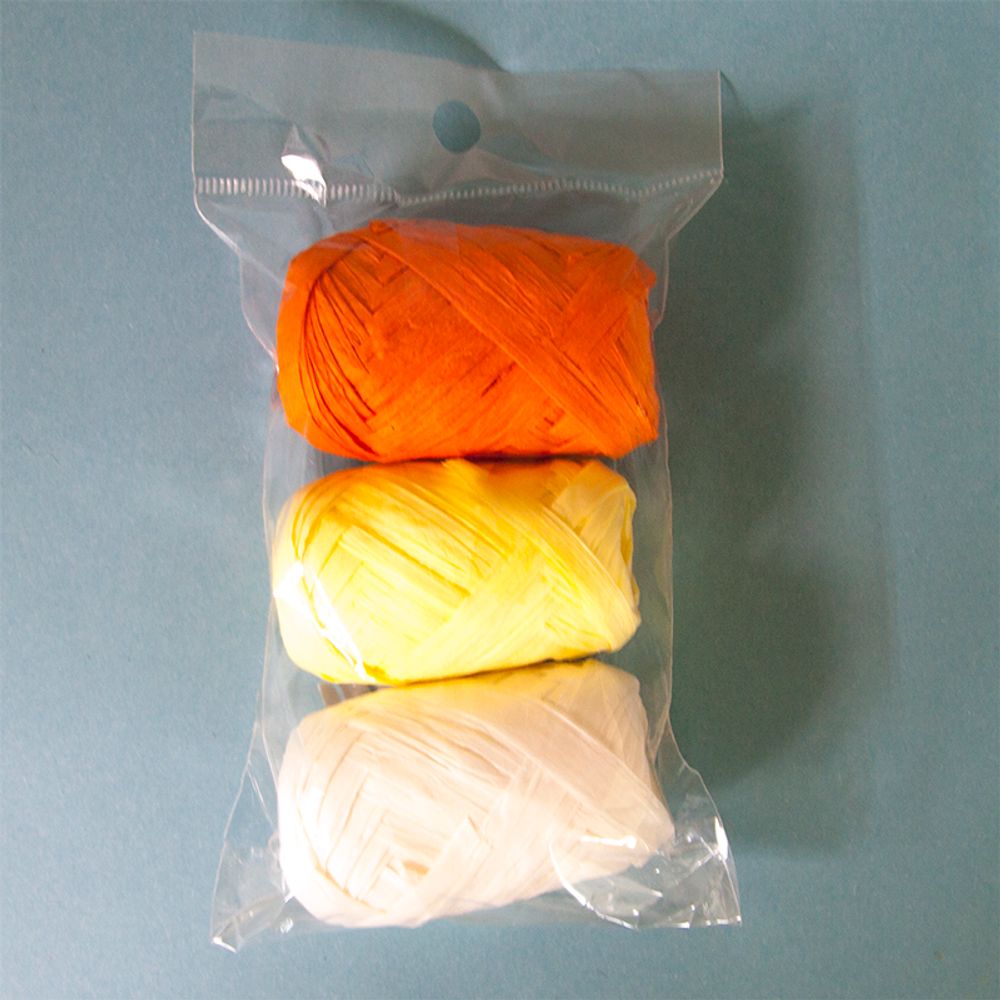 Лента (0,5 см*10 м) Рафия, Кремово-оранжевый микс, 3 шт.