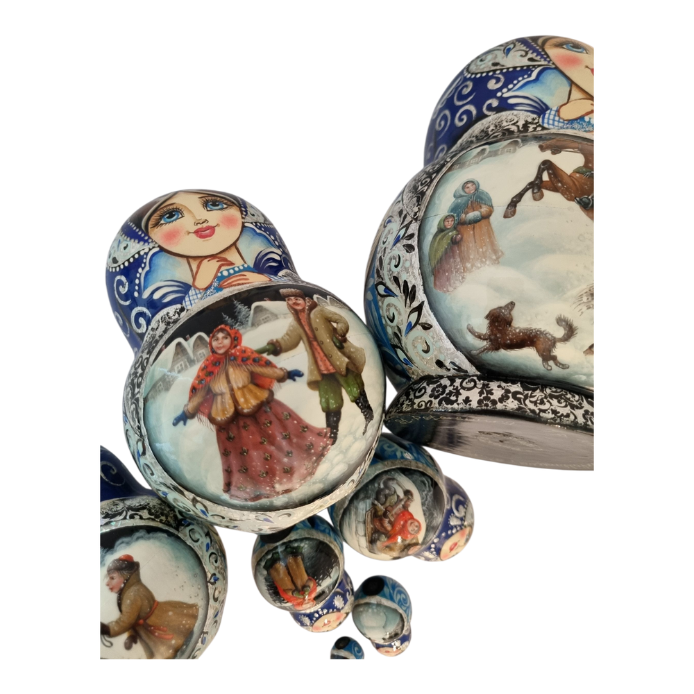 Матрешка 16см "Русская зима" 7 мест