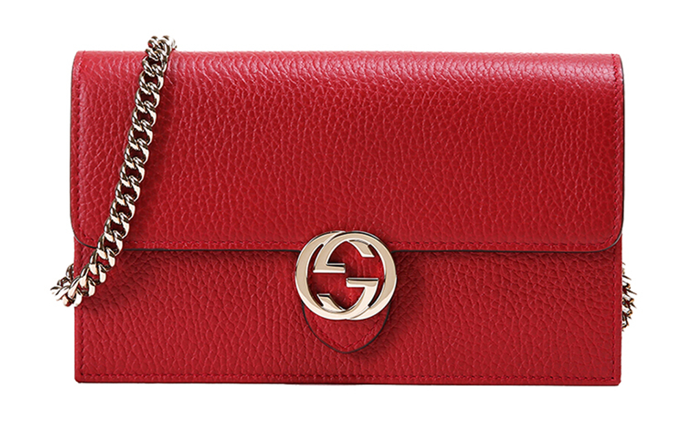 GUCCI Interlocking GG Crossbody Chain Wallet Red