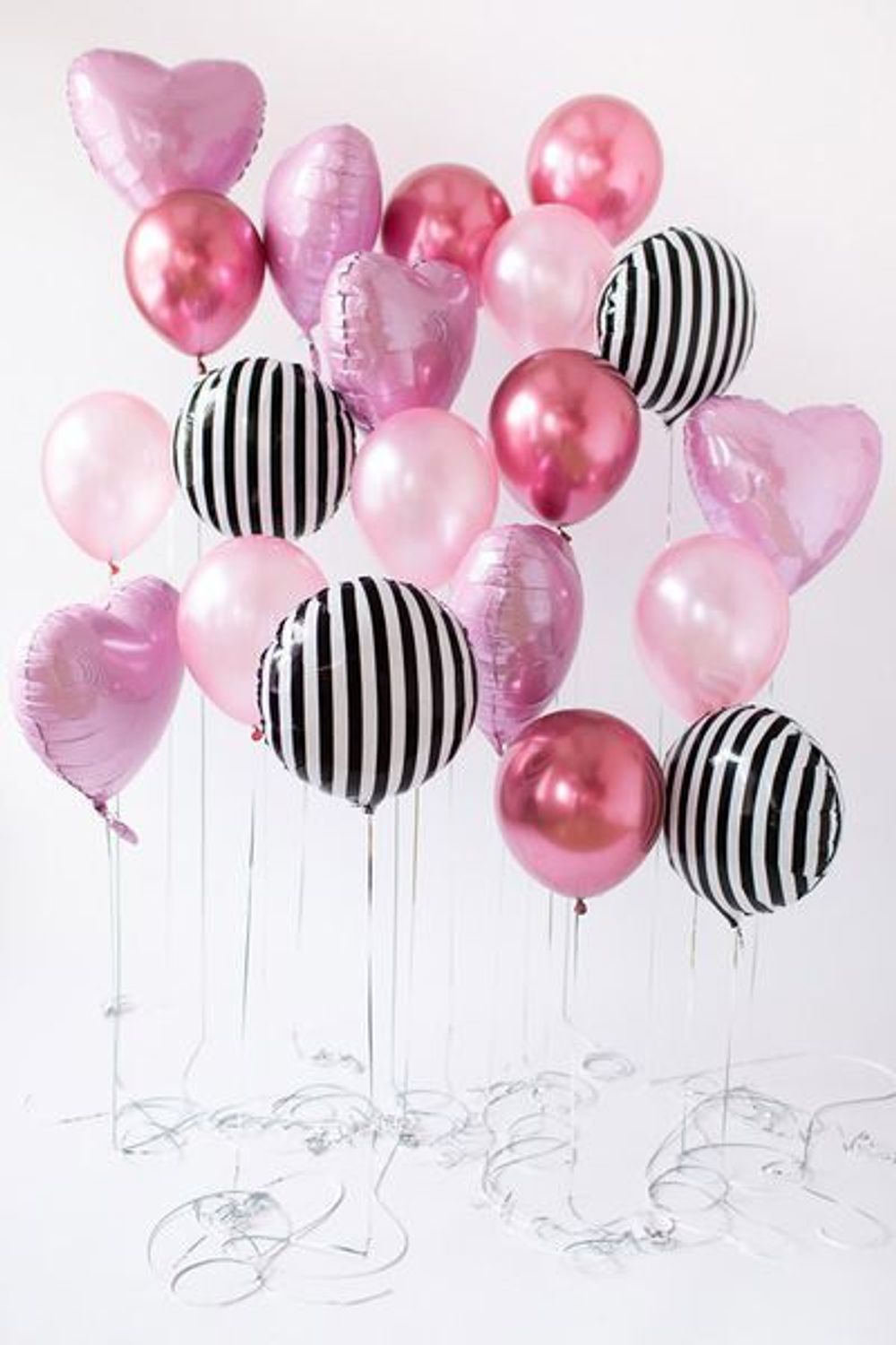 Шар (18"/46 см) Круг, В полоску, Черный/Белый