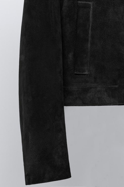 ZARA КУРТКА ИЗ 100% КОЖИ, ЧЕРНЫЙ