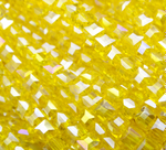 БВ006ДС4 Хрустальные бусины квадратные, цвет: желтый AB прозрачный, размер 4 мм, кол-во: 44-45 шт.