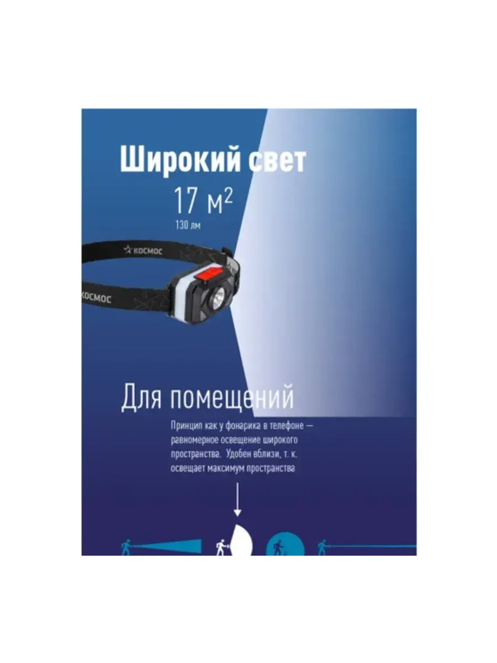 Налобный аккумулят. фонарь 2Вт+2ВтSMD теплый широкий свет