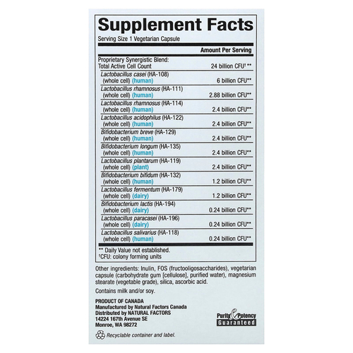 Natural Factors, Ultimate Probiotic, формула 24/12, 60 вегетарианских капсул