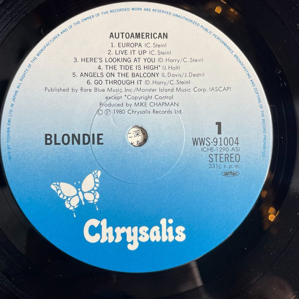 Винтажная виниловая пластинка LP Blondie AutoAmerican (Japan 1980) (Obi) 7 дюймовка в комплекте (Call Me)