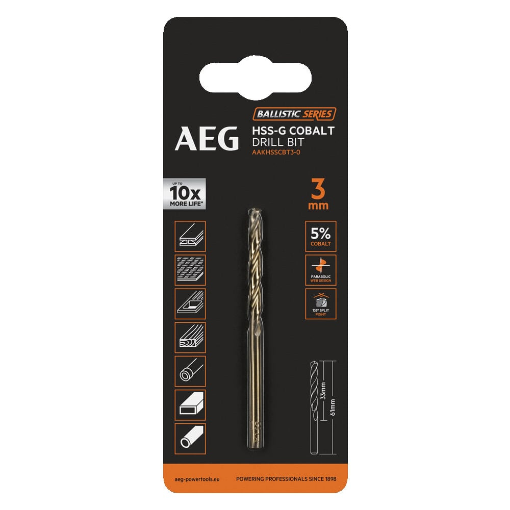 Сверло по металлу HSS-Co (3х33х61 мм) AEG AAKHSSCBT3-0 4932479325