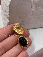 Винтажные серьги-гвоздики черные золото