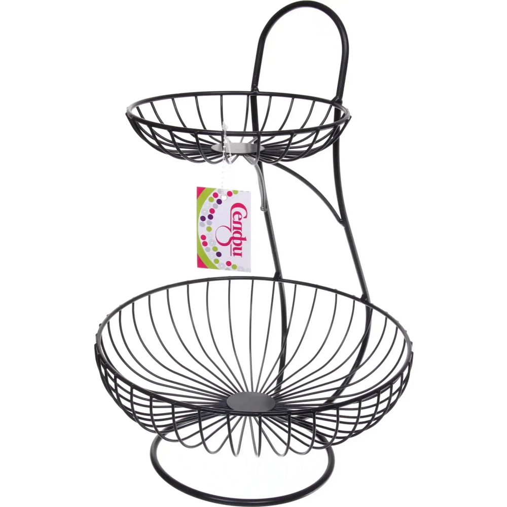 Фруктовница «Brownie» 2 яруса (16*25*36см) черная, полоски