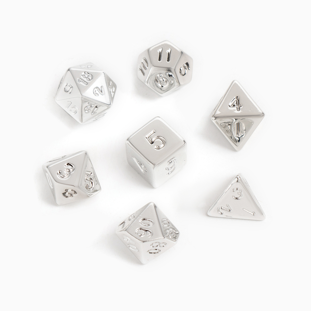 Набор 7 кубиков для Dungeons and Dragons, серебро