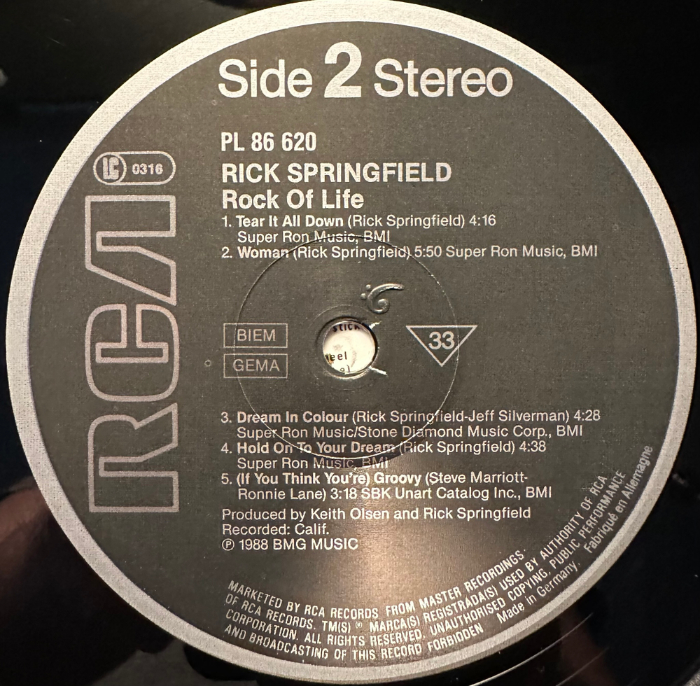 Rick Springfield - Rock Of Life (Германия 1988г.)