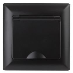 Розетка Intro Solo 4-203-05 с заземлением 2P+E Schuko с крышкой 16А-250В IP20 СУ антрацит