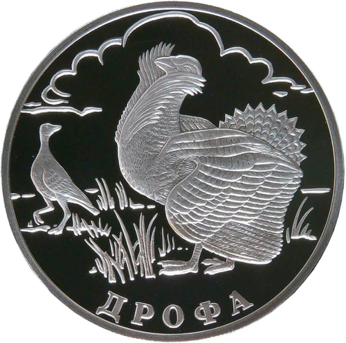 1 рубль 2004 СПМД Proof ''Красная книга - Дрофа'' (Proof)