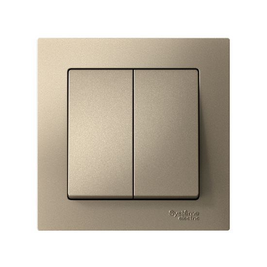 Выключатель 2-кл. СП AtlasDesign 10А IP20 (сх. 5) 10AX в сборе шампань SE ATN000552