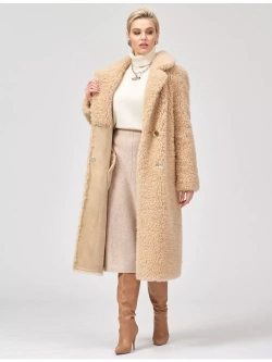 Шуба женская чебурашка тедди эко, бежевая, SilverFox