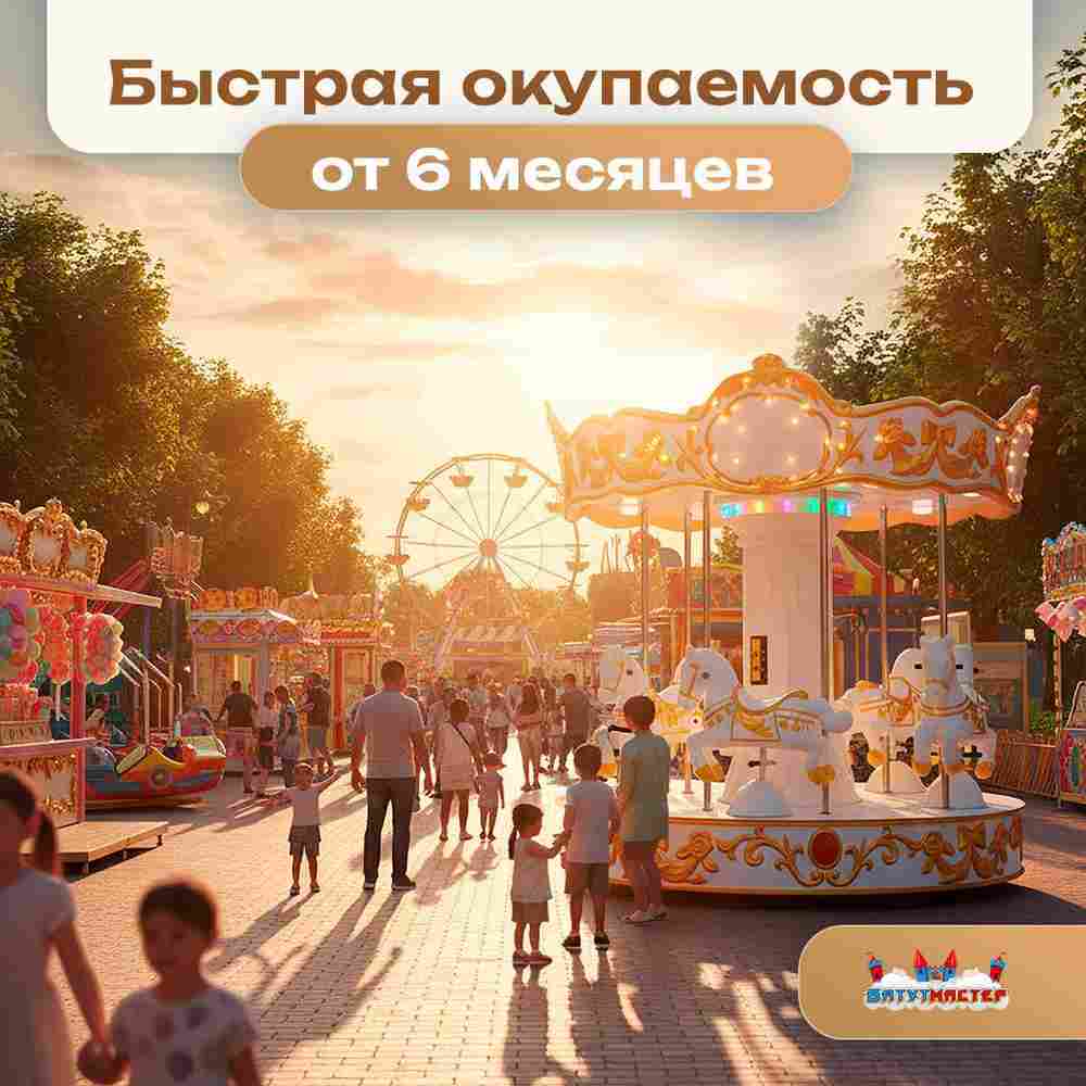 Электрическая свадебная карусель «Свадебный бал» с LED-подсветкой, 6 мест