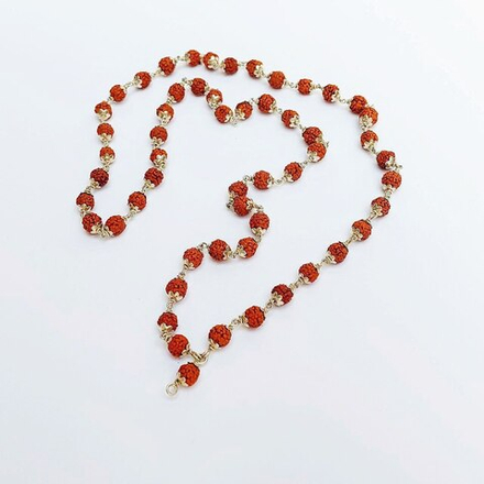 Мала рудракша в серебре, 54 бусины, 7 мм