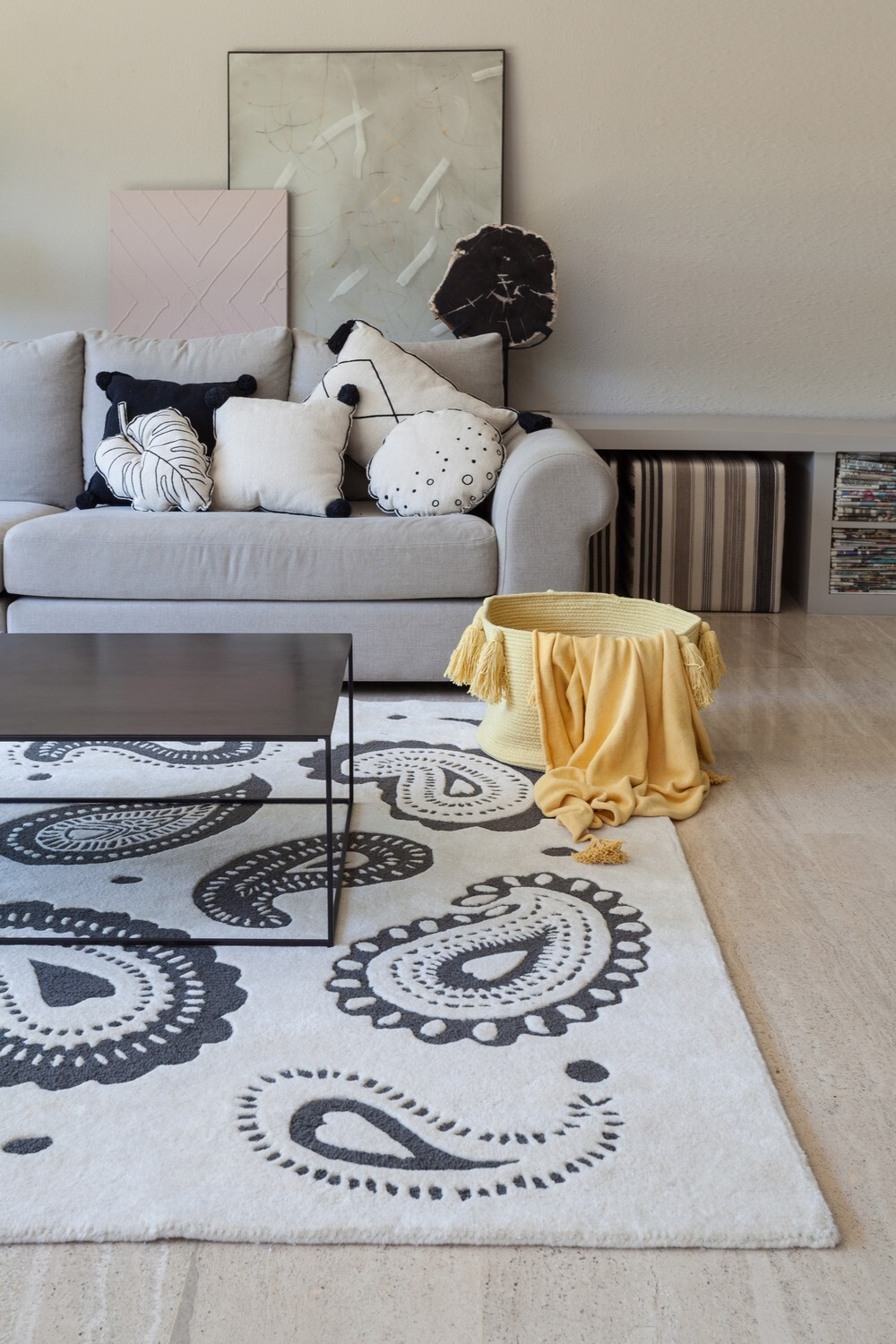 Корзина Lorena Canals Tassels Vintage Yellow (30 x Ø45 см)