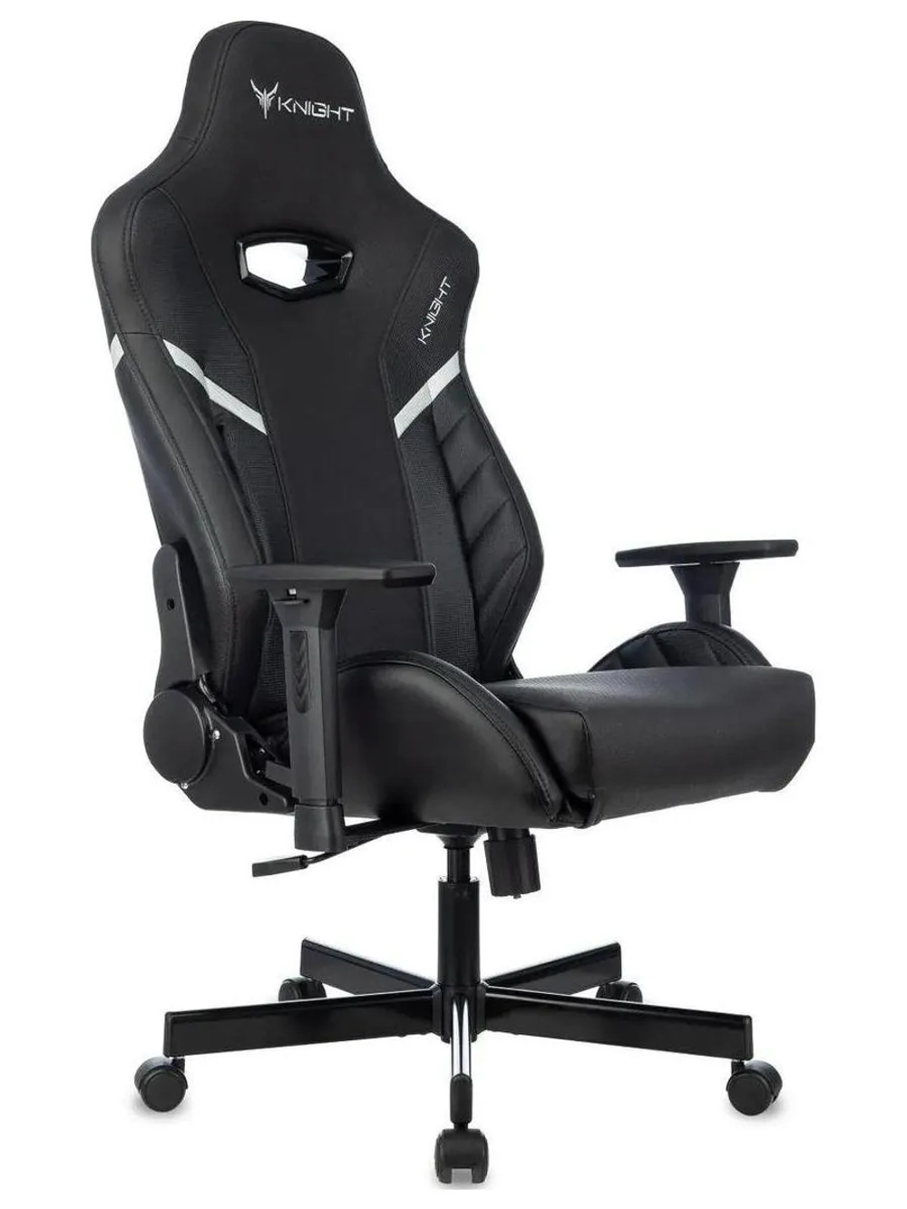 Кресло игровое Knight Thunder 5X черный эко.кожа крестов. металл