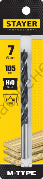 STAYER ″M-type″ 7,0x105/75мм, сверло спиральное по дереву, М-образная заточка (2942-105-07)