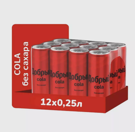 Добрый "Кола без сахара" 0,33 л. ж/б. (12 шт. в упаковке)