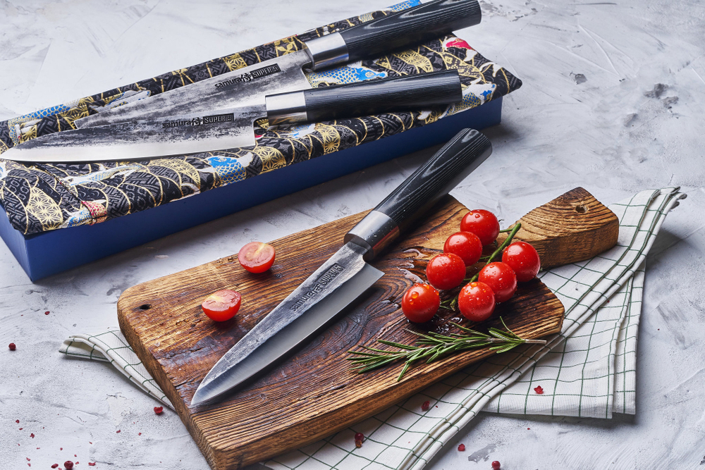 Нож кухонный Накири, гвоздичное масло и салфетка 17.1см Samura Super 5