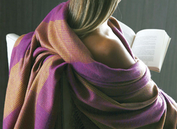 Плед шерстяной 130x180 Blanc des Vosges Tartan Cyclamen Франция