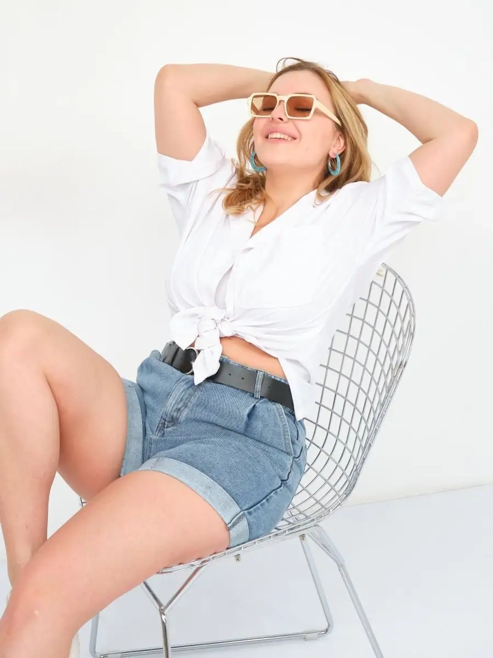 Шорты джинсовые летние с высокой посадкой